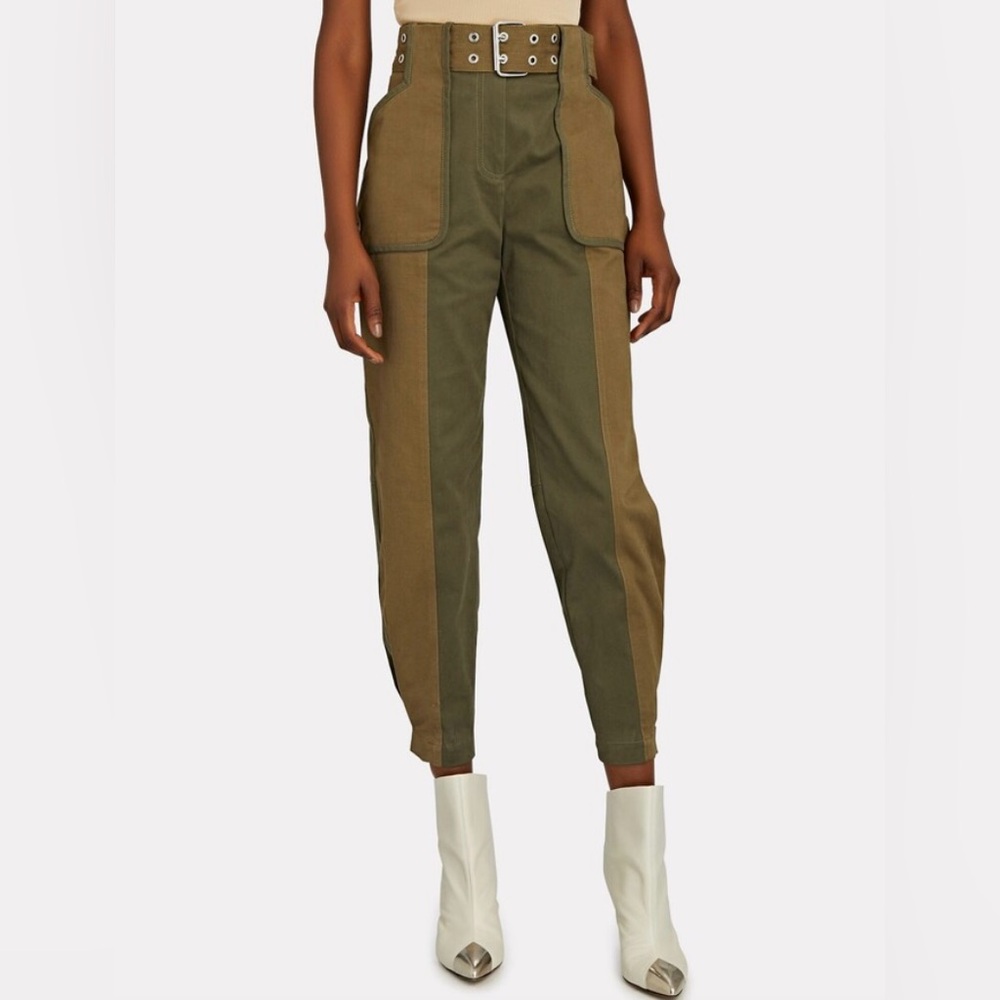 Derek Lam 10 Crosby Jeriah Belted Two-Tone Pants